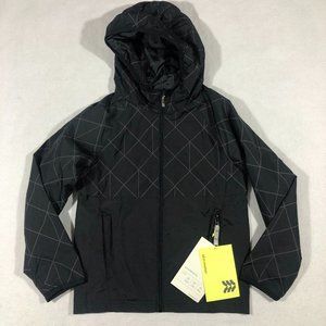 All In Motion Jacket Kids S 6/7 Target Windbreaker Vent Zip Hood Black NEW $25